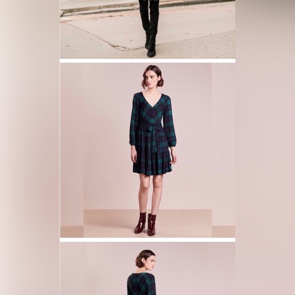 J. Crew Black Watch Green Tartan Dress / Size 2 - Picture 4 of 8